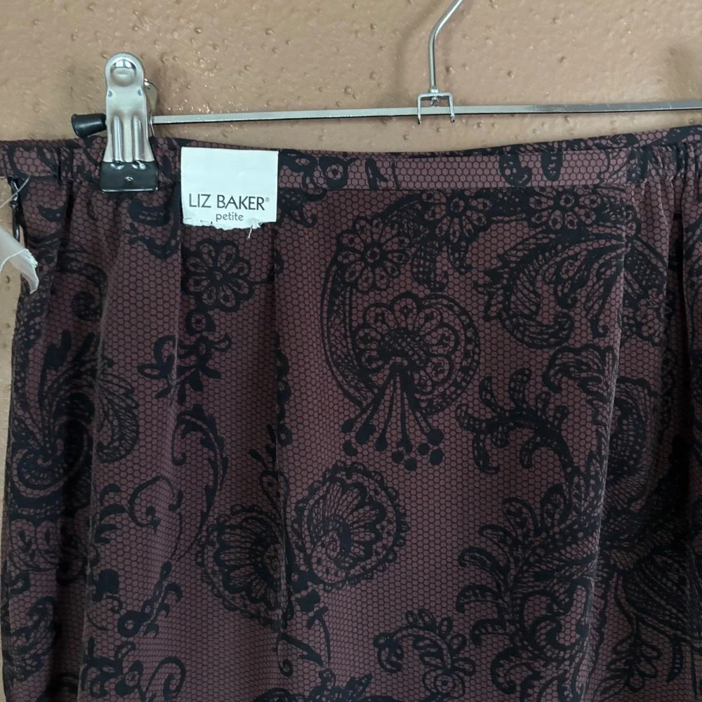 Liz Baker Petite Maxi Skirt 8P black & brown  Floral  NWT - Picture 5 of 7
